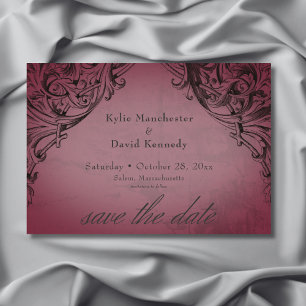 Vintage-Fledermaus-bis-zum-Tode-Burgunder-Hochzeit Save The Date