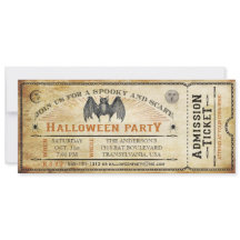 Vintage-Fledermaus-Halloween-Ticket-Einladung