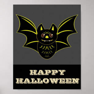 Vintage-Fledermaus-Happy-Halloween-Plakat Poster