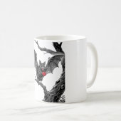 Vintage-Fledermaus mit Kirsche-Gothic-Kunstprint Kaffeetasse (VorderseiteRechts)