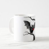 Vintage-Fledermaus mit Kirsche-Gothic-Kunstprint Kaffeetasse (Vorderseite Links)