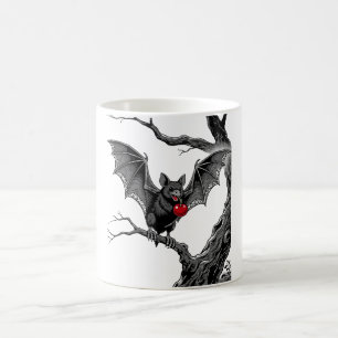 Vintage-Fledermaus mit Kirsche-Gothic-Kunstprint Kaffeetasse