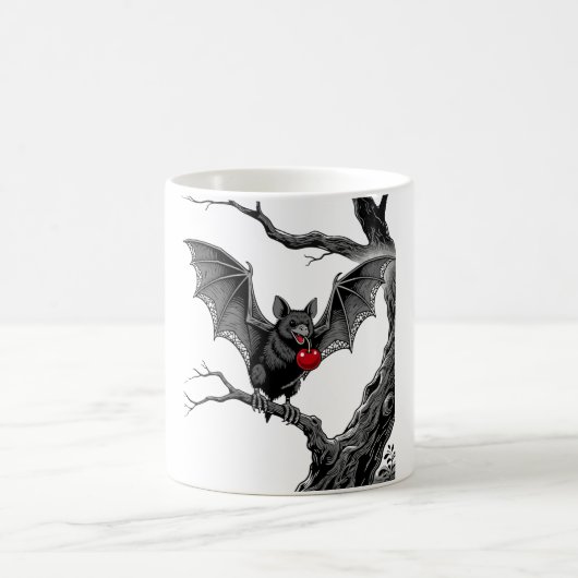 Vintage-Fledermaus mit Kirsche-Gothic-Kunstprint Kaffeetasse (Mittel)
