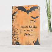 Vintage Fledermäuse im FlugHalloween Karte (Vorderseite)