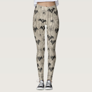 Vintage Fledermäuse und Spinnennetze auf gestreift Leggings
