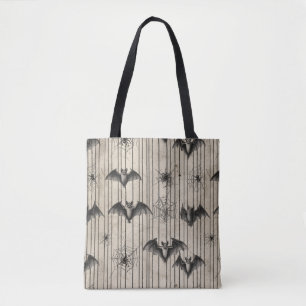 Vintage Fledermäuse und Spinnennetze auf gestreift Tasche