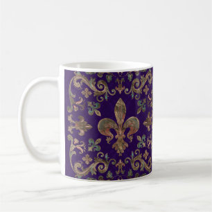 Vintage Fleur-de-lis auf königlichen lila Kaffeetasse
