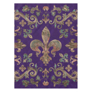 Vintage Fleur-de-lis auf königlichen lila Tischdecke