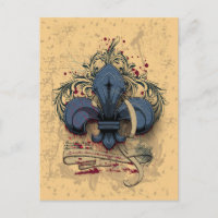 Vintage Fleur-de-lis-Blue-Metal-Grunge-Effekte