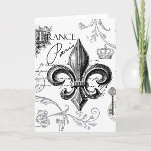 Vintage Fleur de Lis Grußkarte Karte