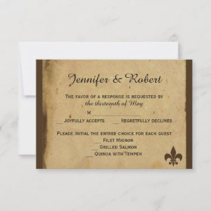Vintage Fleur de Lis Hochzeitsantwortkarte RSVP Karte