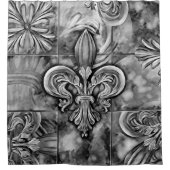 Vintage Fleur-de-lis-Ornament Duschvorhang (Vorderseite)