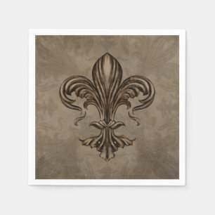 Vintage Fleur-de-lis Sepia Serviette