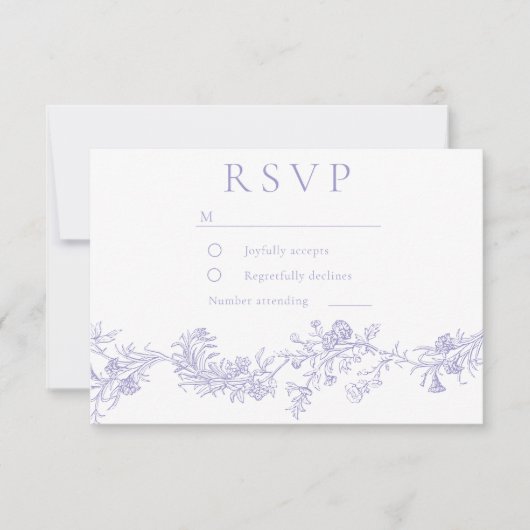 Vintage Flieder Blumen Hochzeit RSVP Karte (Vorderseite)