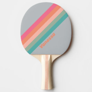 Vintage Flieder Charme gestreift mit Namen Tischtennis Schläger