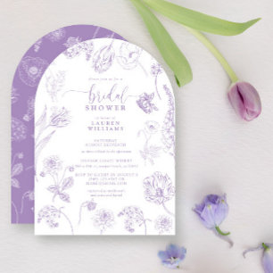 Vintage Flieder Lavendel Floral Schrift Brautparty Einladung