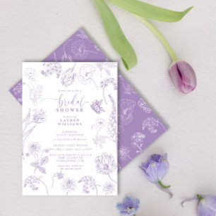 Vintage Flieder Lavendel Floral Schrift Hochzeitsd Einladung