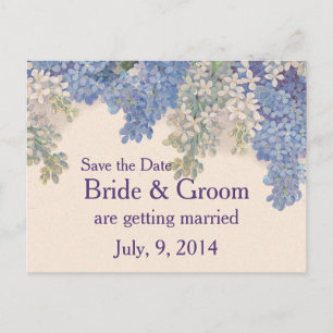 Vintage Flieder Save the Date Postkarte