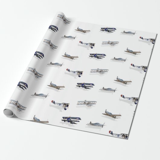 Vintage Fliegen-Flugzeuge Geschenkpapier (Ungerollt)