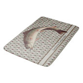 Vintage Fliegen Regenbogenforelle Badematte (Schrägansicht)