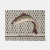 Vintage Fliegen Regenbogenforelle Fußmatte (Vorderseite)