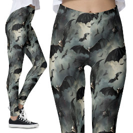 Vintage fliegende Fledermäuse Stormy Skies Gothic Leggings