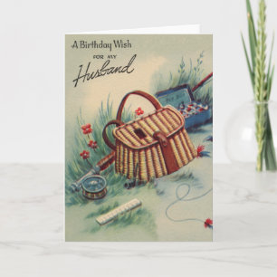 Vintage-Fliegenfischen-Ehemann-Geburtstag Karte
