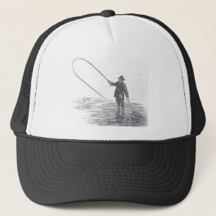 Vintage-Fliegenfischen-Kunst-Baseballkappe Truckerkappe