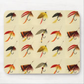 Vintage Fliegenfischerei Flyer lockt Fischer Mousepad (Vorne)