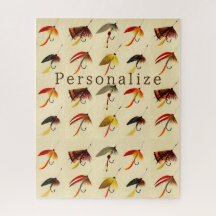 Vintage Fliegenfischerei Flyer lockt Fischer