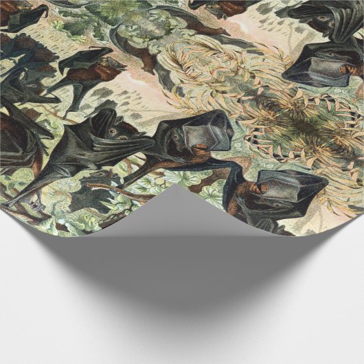 Vintage Fliegenfuchs-Fledermausillustrierung Geschenkpapier (Ecke)