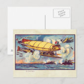 Vintage Fliegmaschinen - Farbkunst Postkarte (Vorne/Hinten)