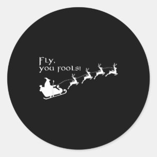 Vintage Fliegt ihr Narren Zauberer Weihnachtsmann  Runder Aufkleber