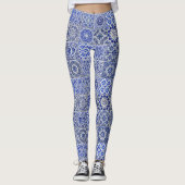 Vintage Fliesen Blau / Weiße Landküche Stil Leggings (Vorderseite)