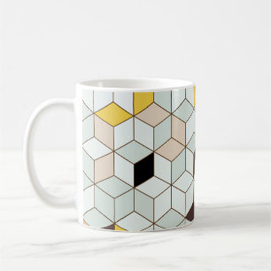 Vintage Fliesen, geometrisch Schwarz-weißes Muster Kaffeetasse