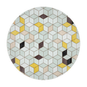 Vintage Fliesen, geometrisch Schwarz-weißes Muster Schneidebrett