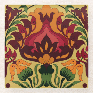 Vintage Fliesen, Jugendstil-Dekoration. Glasuntersetzer