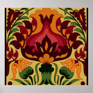 Vintage Fliesen, Jugendstil-Dekoration. Poster