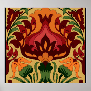 Vintage Fliesen, Jugendstil-Dekoration. Poster