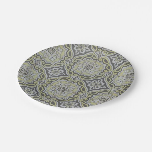 Vintage Fliesen Pappteller (Schrägansicht)