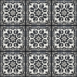 Vintage Fliesen, Schwarz/Weiß, Alt-Fliesen Fliese