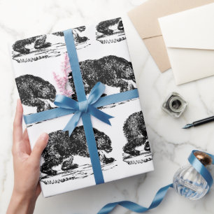 Vintage-Fliesen-schwarze-Bären-Party-Verpackung Geschenkpapier