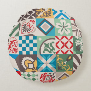 Vintage Fliesen versetzen Details. Keramik Rundes Kissen