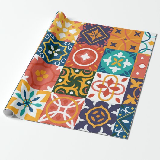 Vintage Fliesen Vintager Hintergrund. Geom Geschenkpapier (Ungerollt)