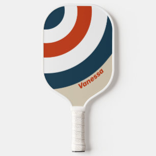 Vintage Flight Deck Kreisstreifen mit Namen Pickleball Schläger