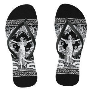 Vintage Flip Flops mit Blumenschäden Badesandalen