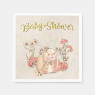 Vintage Floppy Bunny Floral Antik Weiß Serviette