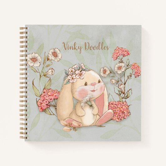 Vintage Floppy Bunny Floral Notizblock (Vorderseite)