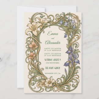 Vintage-Flora-Jugendstil-Hochzeitseinladung Einladung