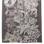 Vintage Flora Moderne Elfenbein Grau Botanisch Rus Duschvorhang (Vorderseite)